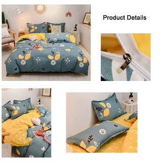 Duvet Cover Quilt Bedding Set with Pillowcases 4 IN 1 Cotton Plain Colored Bedsheet Queen Size (5)