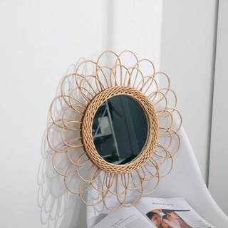 ۩✸♗Ready STOCK ✿WindSing✿ Rattan Art Decor Mirror Handmade Round Wall Hanging Mirror for Living Room