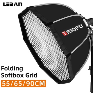 Triopo 55cm 65cm 90cm 120cm Speedlite Portable Octagon Umbrella Softbox + Honeycomb Grid Outdoor Flash SoftBox for Godox Canon