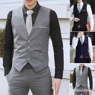 【ins】Mens Formal Business Outwear Dress Vest Suit Slim Fit Tuxedo Waistcoat Vest