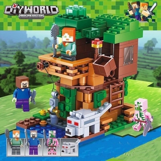 Toys Model My World Lego Minecraft Building Block Mini Tree House Children Model Toy Gifts 166PCS