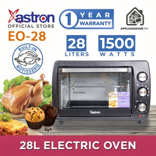 Astron EO-28 Electric Oven with Built-in Rotisserie and Interior Lamp (28L) (1500W) (Black)