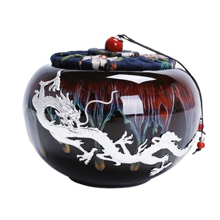 Baibei Tianmu glaze inlaid with silver ornaments tea cans, ceramic Chinese sealed storage cans, dim-