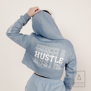 Adorno Hustle Cropped Hoodie for Women - Dancer Jacket Crop Top Hood Streetwear Activewear Costume W (1)