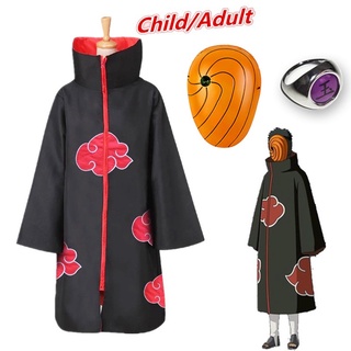 Naruto Costume Uchiha Obito Tobi Akatsuki Cosplay Cloak Halloween Carnival Adult Kids Costumes Accessories