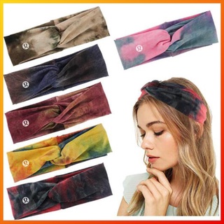 New 8 Color Lululemon Tie Dye Yoga Exercise Hair Band European and American Fashion High Elastic Fitness Headband