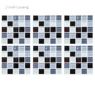 Jinshiyuang 6pc set 3D Mosaic Self-adhesive Bathroom Kitchen Decor Wall Tile Stickers Decor