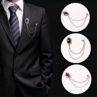 Suit fashion accessories Gem tassel chain brooch for men