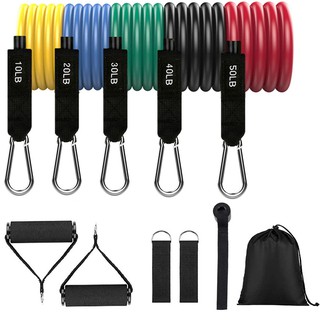 Quality 11 Pieces Resistance Bands Set Yoga Exercise Fitness Band Rubber Loop Tube Bands Gym Fitness Exercise Pilates