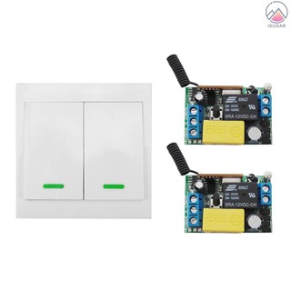 2PCS Wireless Remote Control Switch AC 220V Receiver 433MHz Push Button 2 Gang Wall Light Switch Pan