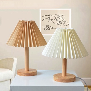 Vintage Pleated Table Lamp for Bedroom Ins DIY Desk Lamp Home Decor Cute Lamp With led Bulb Bedside