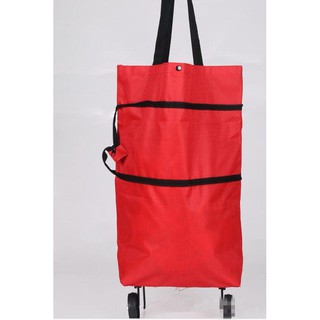 Luckin Mart Portable Tote Bag Folding Grocery Shopping Cart Rolling Bag With Wheels Trolley Bags