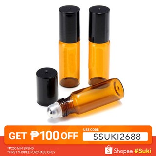 10Pcs 5ml/10ml Amber Roll On Glass Roller Ball for Perfume (1)