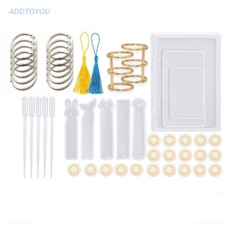 Time 49pcs Resin Casting Molds for Notebook Cover Silicone Resin Molds with Bookmark Resin Molds 5Pcs, Book Rings, Finger Cots, Tassels, Droppers Clear Casting Epoxy Resin Molds for Jewelry DIY