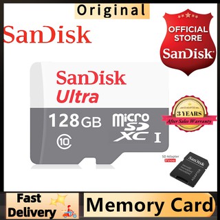 Sandisk 64GB/128GB/256GB/512GB Micro SD Card Class10 MicroSD Original Memory Card White Gray+Free Adapter