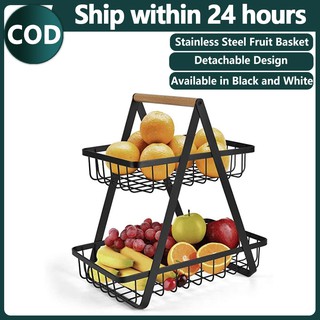 2-Tier Fruit Basket for Table Display Fruits Stand Detachable Vegetables/Fruits Organizer Fruit Bowl