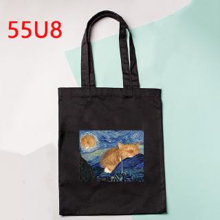 Van Gogh Graphic Canvas Shoulder Bag Harajuku Ulzzang Totes Large-capacity Shopper Bag (7)