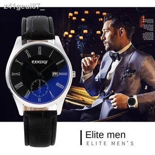 ✉▨Blue Light Mirror Watch Men's Fashion Couple Calendar Student Belt Quartz Wrist Watch