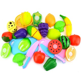 Kids Pretend Play Kitchen Fruit Vegetable Toy Cutting Set (3)
