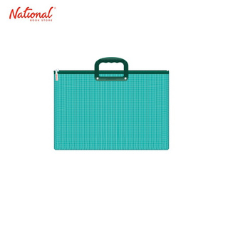 Plastic Envelope Expanding With Handle Zm13Lwh Long Zipper Lock Colored Mesh Design, Green