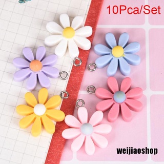 WEIJIAOSHOP 10Pcs/Set Resin Little Daisy Sun Flower Charms Pendant Jewelry Making DIY Craft