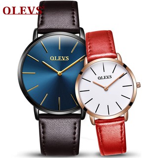 OLEVS Couple Watches Waterproof Original Leather Watch Quartz Lover Watch Gift