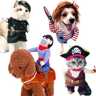 Pet Dog Cat Clothes cartoon pet cowboy riding and dressing pet supplies costume cospaly Halloween do