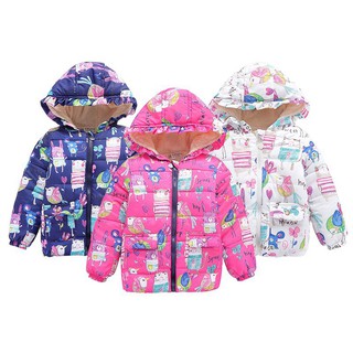 baby Girls Toddler Warm Floral Hooded Coat Outwear Jacket (1)