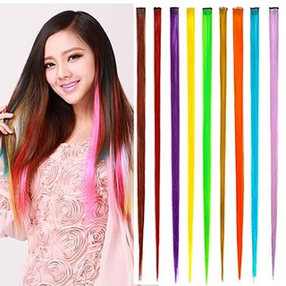 Multi Synthetic Clip In On Human Hair Extensions Piece
