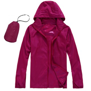 Men Women Quick Dry Hiking Jacket Waterproof UPF30 Sun & UV Protection Coat purple red (1)