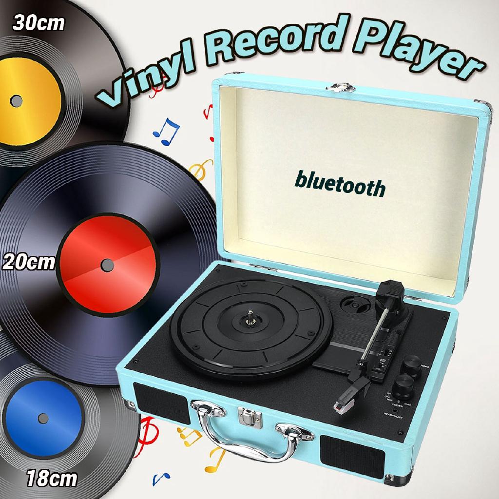 Wooden Vinyl Record Player bluetooth LP 3 Speed Stereo