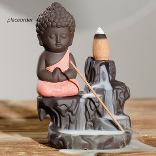 PLS➼Monk Ceramic Buddha Incense Backflow Burner Cones Home Teahouse Table Decor