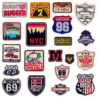 1 PCS On School Wind Craft STRIPES Applique Letters Clothing Embroidery Patch