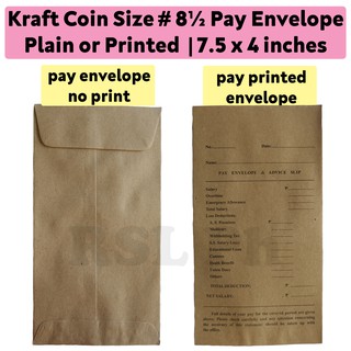 Coin Envelope 500 Pcs Size No. 8½ (7.5 in. x 4 in.) Pay Envelope Payroll Kraft Brown