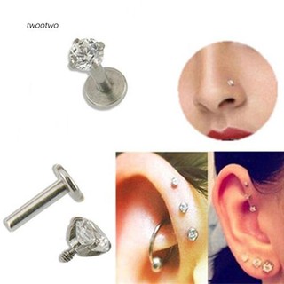 COD| 1 Pc CZ Tragus Lip Ring Ear Cartilage Stud Earring Body Piercing Jewelry 3mm