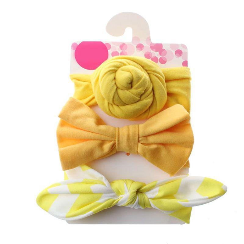 3Pcs/set Knot Rabbit Girls Floral Bow Hairband Accessories (9)