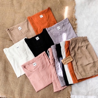 LIZ | soft linen oversized shirt + shorts loungewear pajama set | PajamasOverload (1)