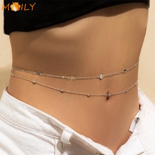 MOILY New Gift Sequins Belly Chain Body Jewelry for Women Multi Chain Trendy Double Layer Fashion Bikini Belts Accesspries Waist Link Necklaces Shiny