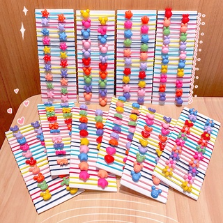 20/40PCS/Set New Girls Cute Colorful Cartoon Scrunchies Ponytail Holder Hair Bands Kids Lovely Headband Fashion Hair Accessories (7)