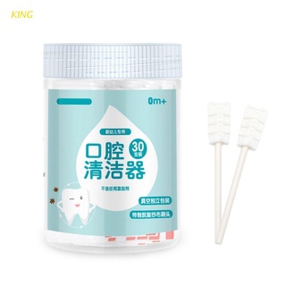 KING 30Pcs Disposable Baby Toothbrush Paper Rod Handle Tongue Cleaner Gauze Toothbrush Infant Oral Cleaning Stick Dental Care