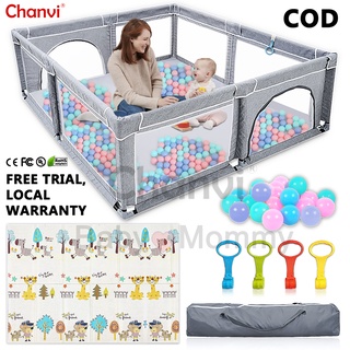 Chanvi Baby Playpen Toddlers Indoor Kids Children Activity Center Safety Fence Breathable Mesh Crib