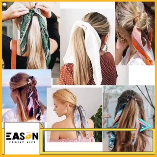 EasonShop COD Artilady Silk Tie-dye Long Ribbon Ins Girls Hair Tie Printing Bow Ribbon Scrunchie
