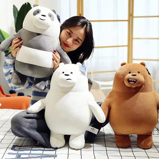 25CM We Bare Bears - Lying Plush Toy - Grizzly Panda Ice Bear