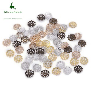 200pcs 7 9mm Silver Gold Flower Petal Beads Caps Bulk End Spacer Charms Bead Caps For Jewelry Making Accessories DIY Supplies