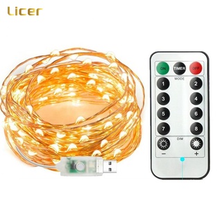 Licer Led Remote Control Usb String Lights 8 Modes 5M/10M/20M Copper Wire Fairy Lights Used for Festival Holiday Party Wedding Christmas Decoration Light String Home Decoration Light