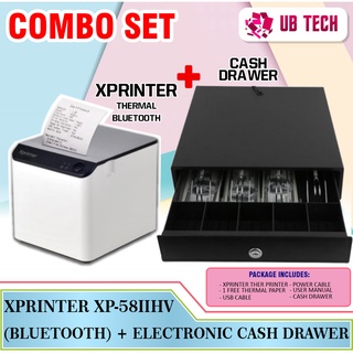 Xprinter XP-58IIH BLUETOOTH Thermal Cash Receipt POS Mini Printer + POS Electronic Cash Drawer 4Bill