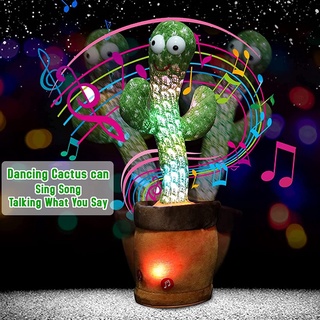Dancing Cactus, Colorful Glowing Talking Cactus Toy, Repeating What You Say Cactus Toys Singing 120