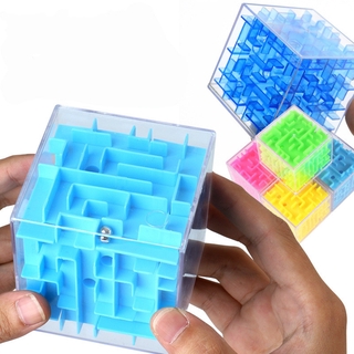 3D Maze Magic Cube Transparent Six-sided Puzzle Speed Cube Rolling Ball Game Cubos Maze Toys for Children Educational