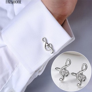 Freshone Silver Plated Music Notation Shirt Cufflinks Men Jewelry Cuff Link Gift