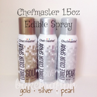 Chefmaster Edible Color Spray 1.5oz Gold, Silver, Pearl (1)